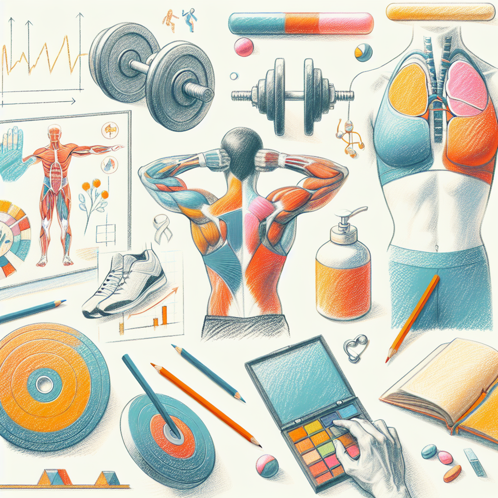 Pastelková ilustrace znázorňující téma: Cvičení a bolesti