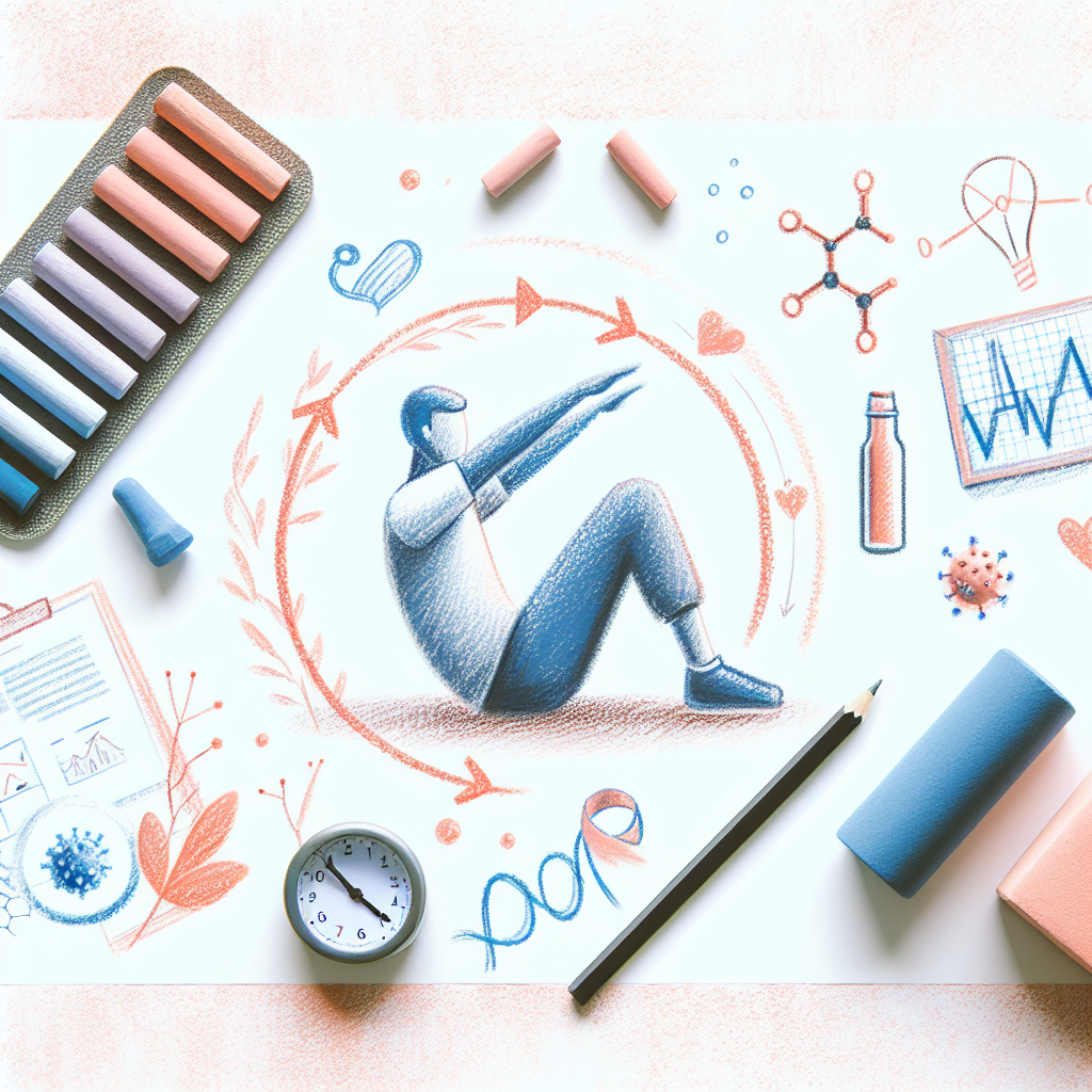 Pastelková ilustrace znázorňující téma: Cviky na břicho