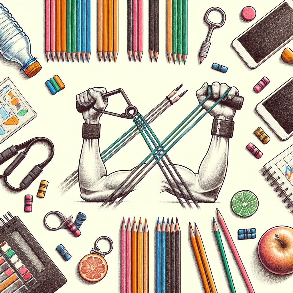 Pastelková ilustrace znázorňující téma: Cvičení s gumou