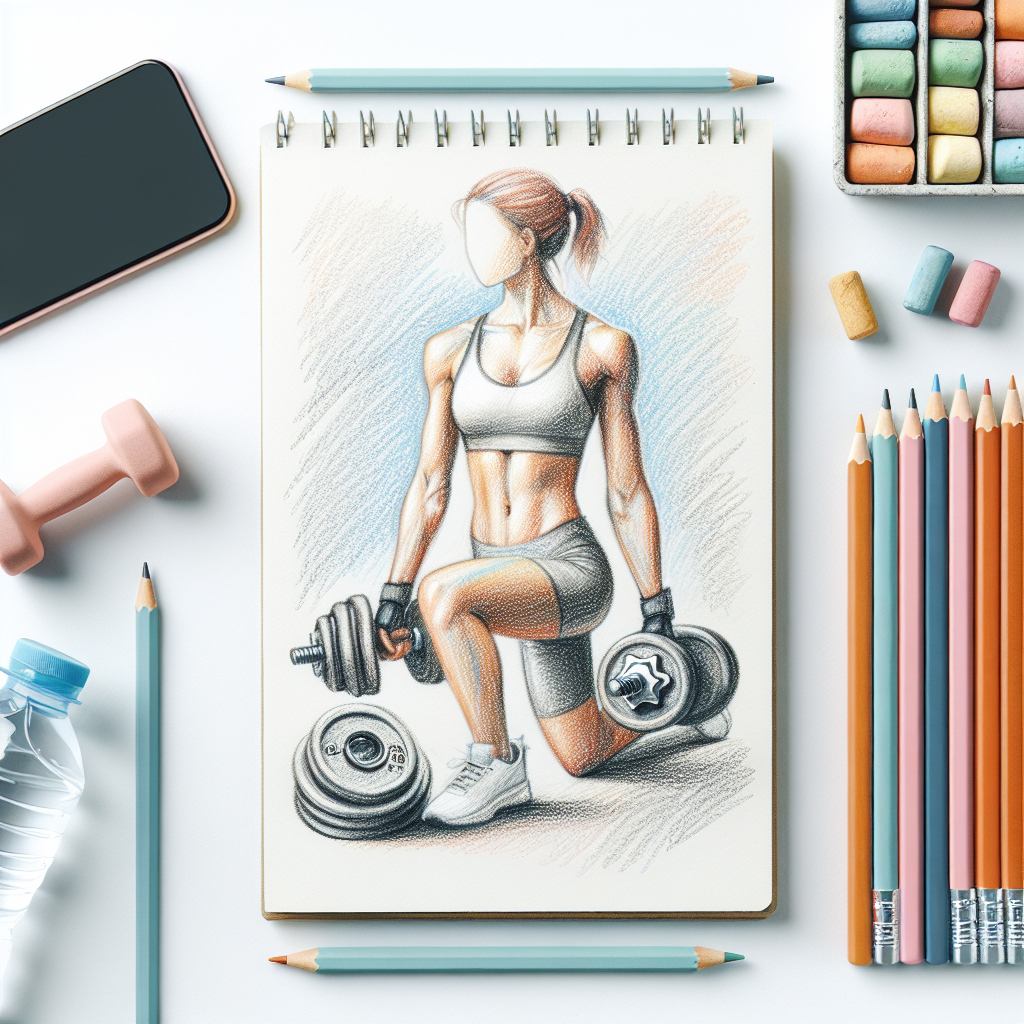 Pastelková ilustrace znázorňující téma: Cvičení doma