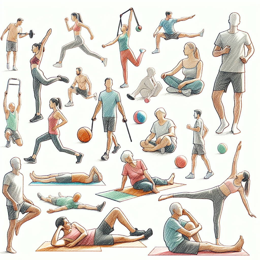 Pastelková ilustrace znázorňující téma: Cvičení