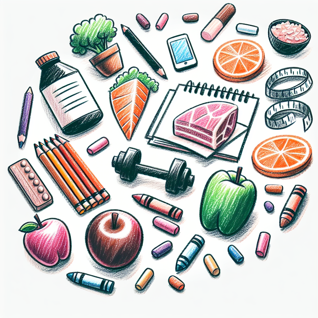 Pastelková ilustrace znázorňující téma: Diety a výživa