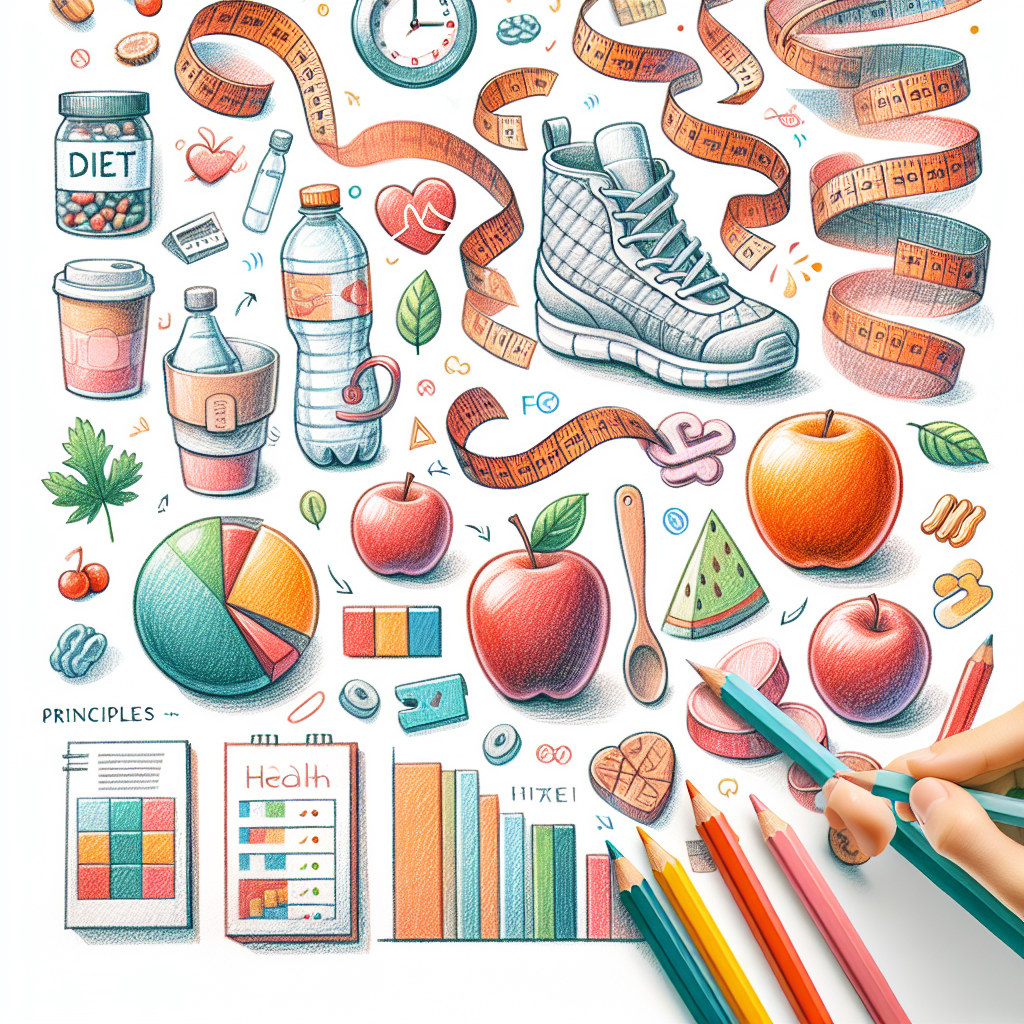 Pastelková ilustrace znázorňující téma: Diety a hubnutí