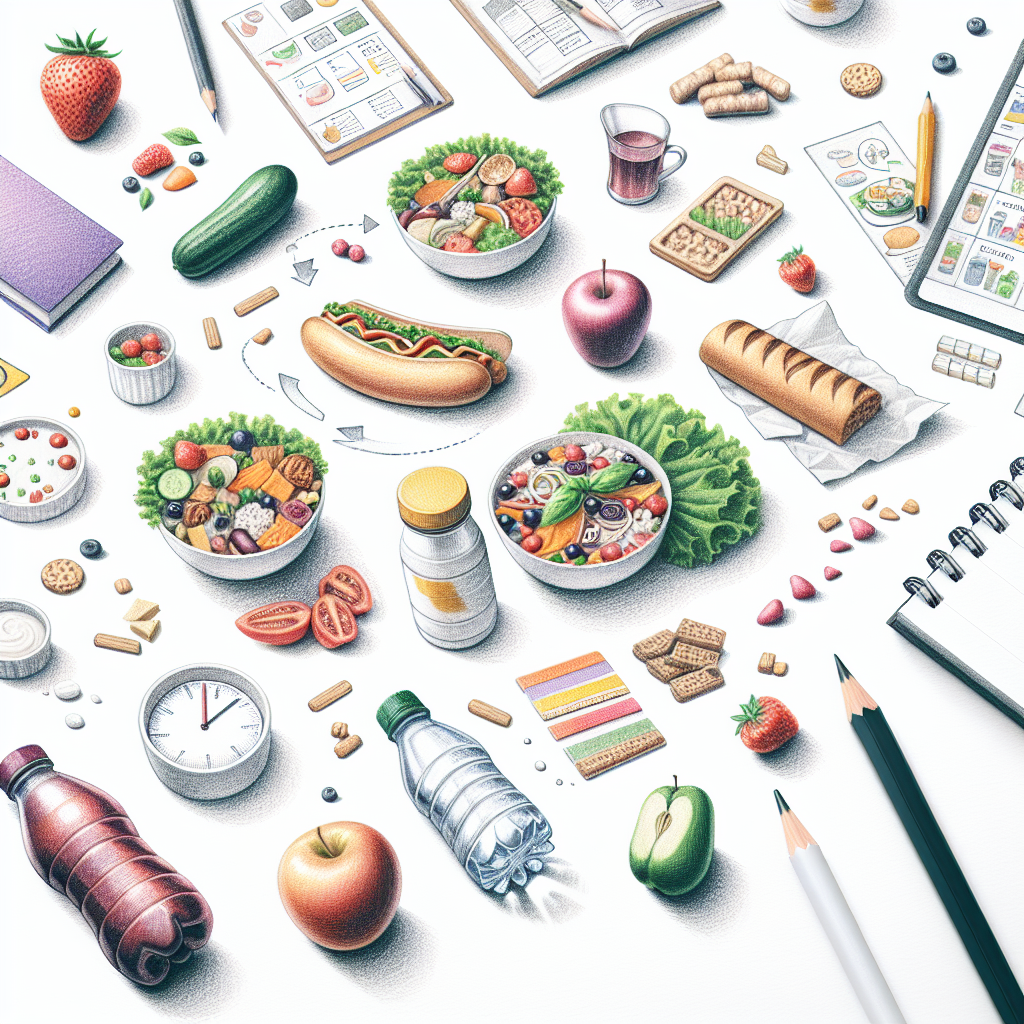 Pastelková ilustrace znázorňující téma: Výživa a hubnutí