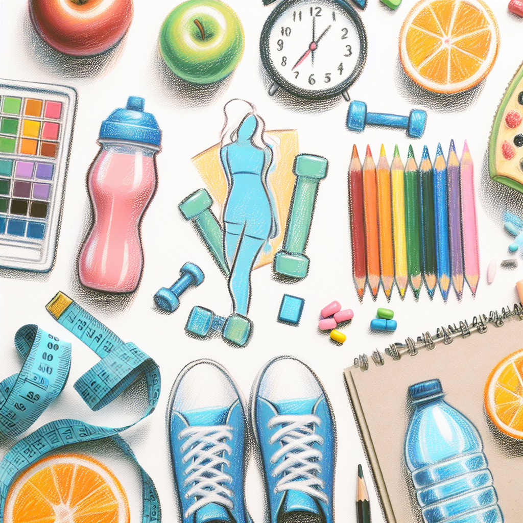 Pastelková ilustrace znázorňující téma: Hubnutí a zdraví