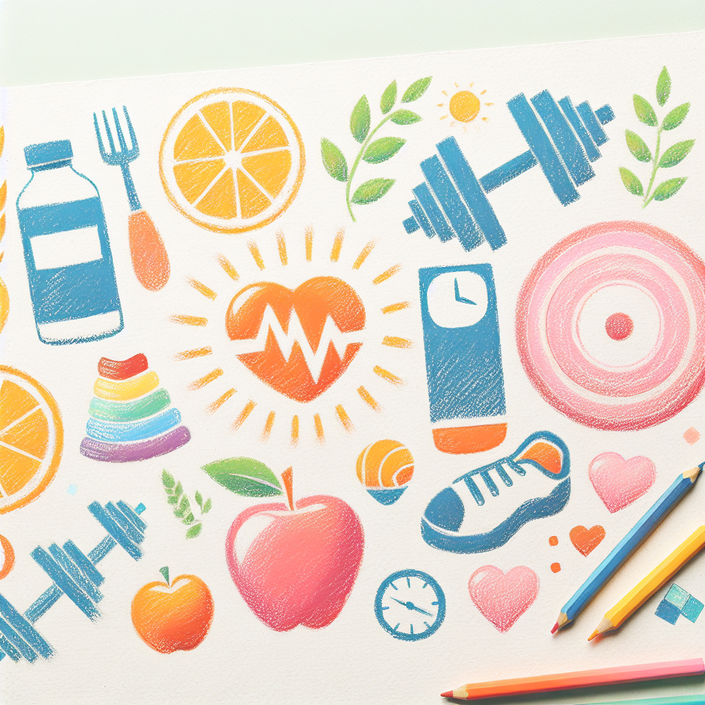 Pastelková ilustrace znázorňující téma: Zdravý životní styl