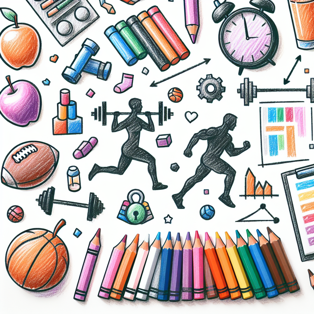 Pastelková ilustrace znázorňující téma: Fitness