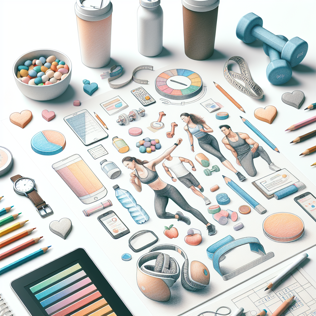 Pastelková ilustrace znázorňující téma: Fitness a zdraví
