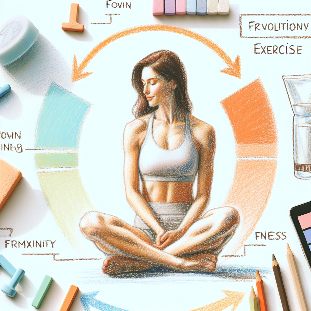 Pastelková ilustrace znázorňující téma: Cvičení a fitness