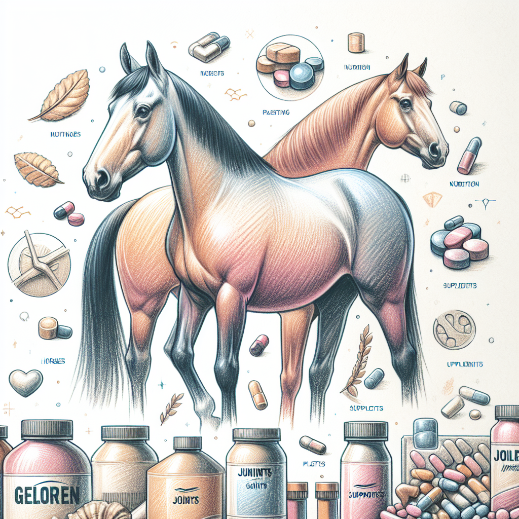 Pastelková ilustrace znázorňující téma: Péče o koně