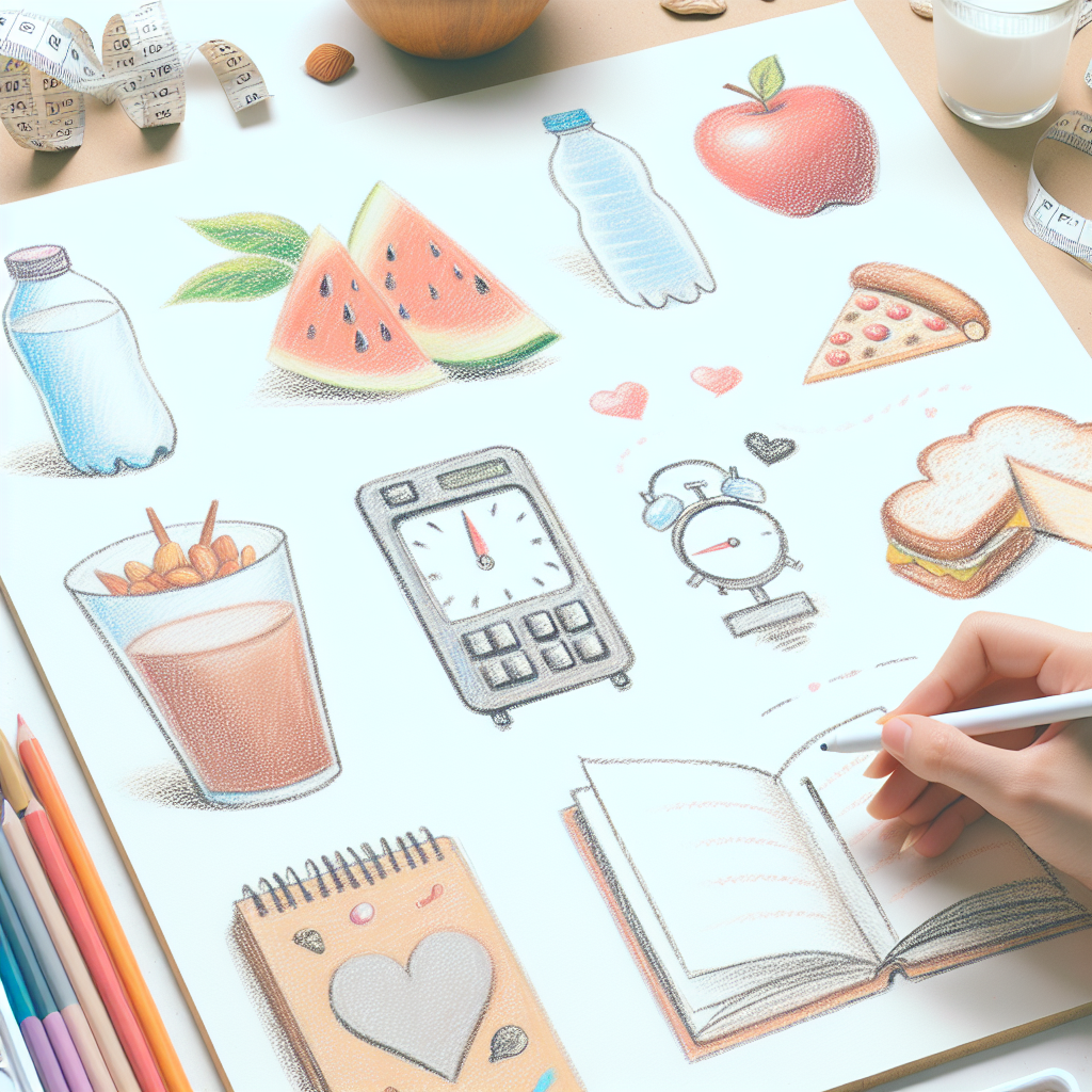 Pastelková ilustrace znázorňující téma: Diety a výživa