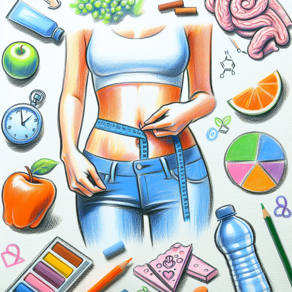Pastelková ilustrace znázorňující téma: Hubnutí