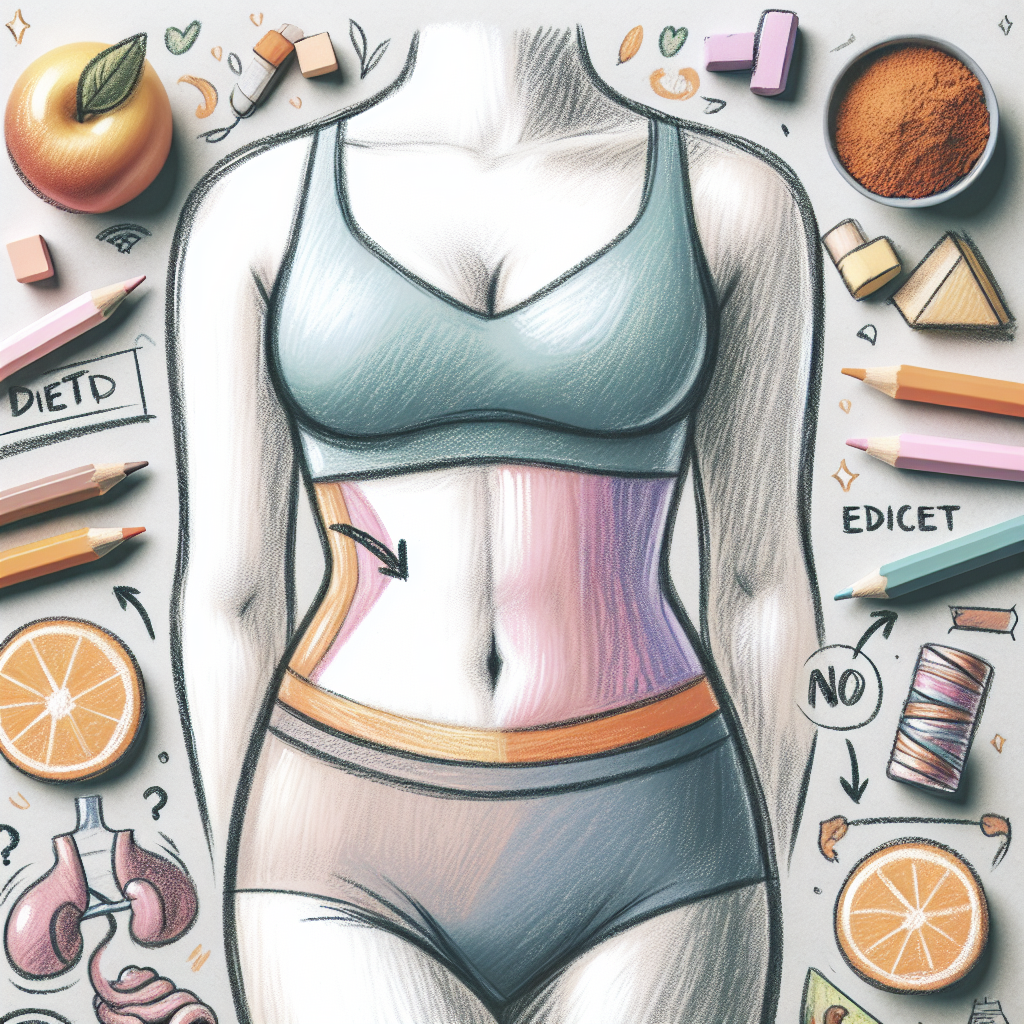 Pastelková ilustrace znázorňující téma: Hubnutí