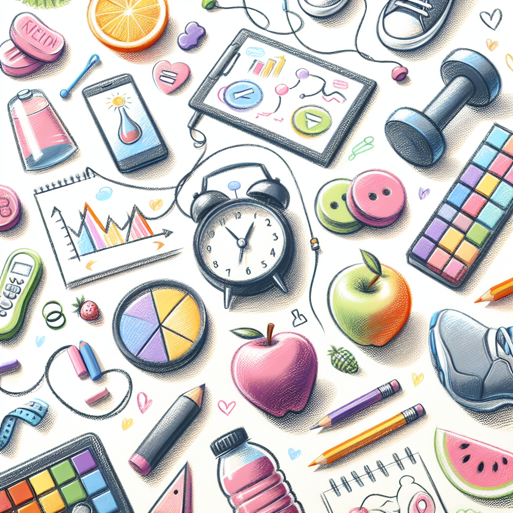 Pastelková ilustrace znázorňující téma: Hubnutí a cvičení