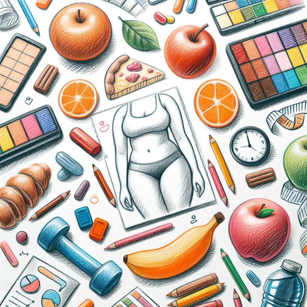 Pastelková ilustrace znázorňující téma: Hubnutí