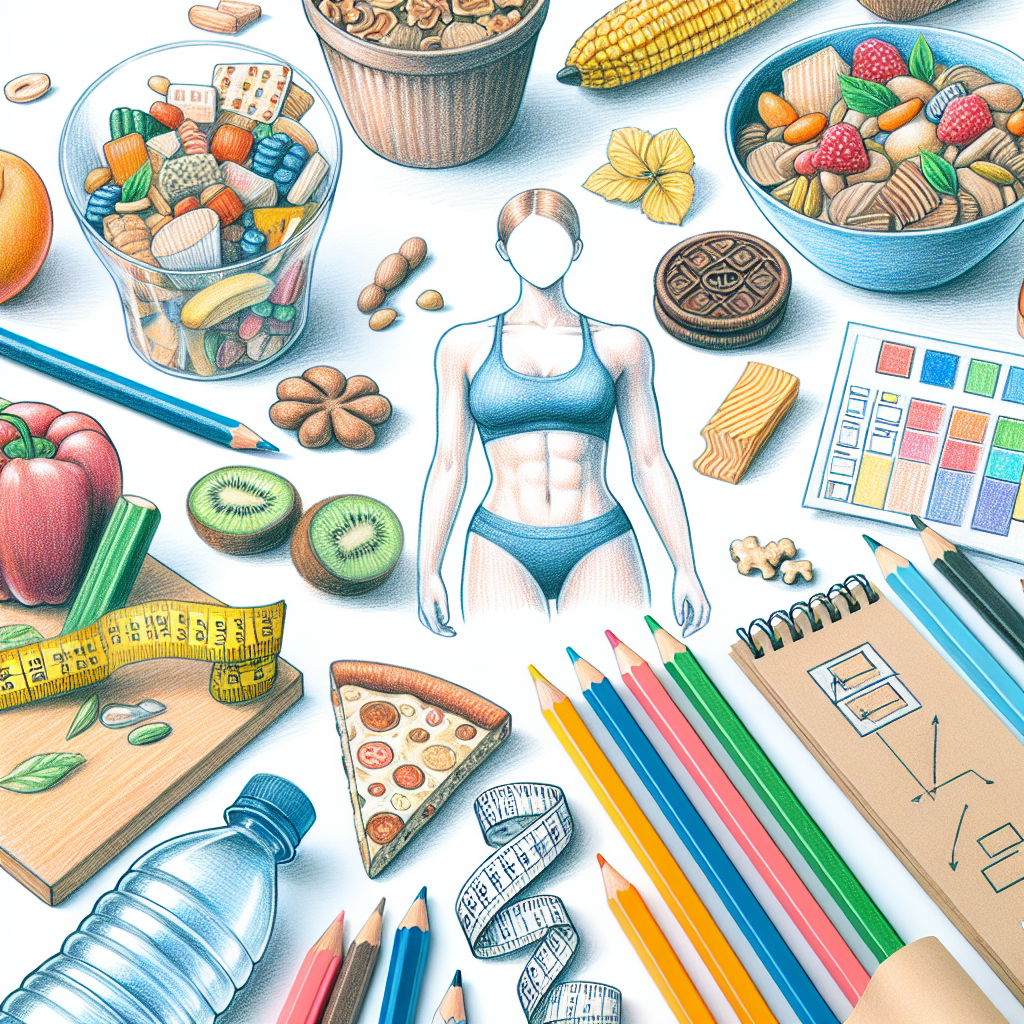 Pastelková ilustrace znázorňující téma: Diety a výživa