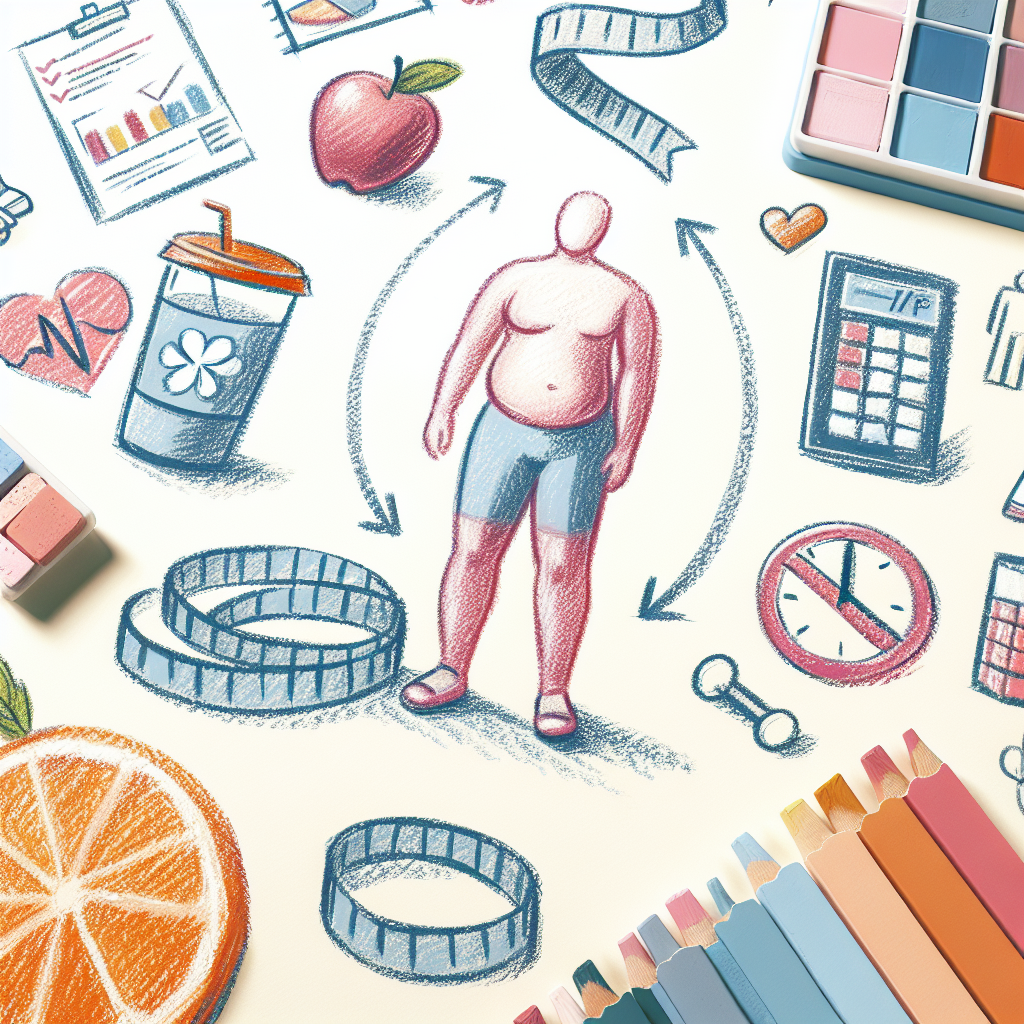 Pastelková ilustrace znázorňující téma: Hubnutí