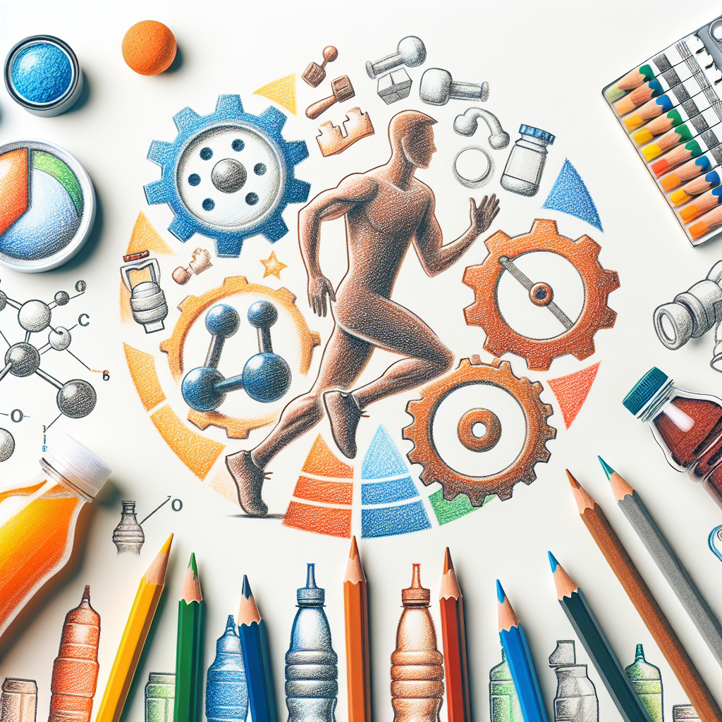 Pastelková ilustrace znázorňující téma: Výživa sportovců
