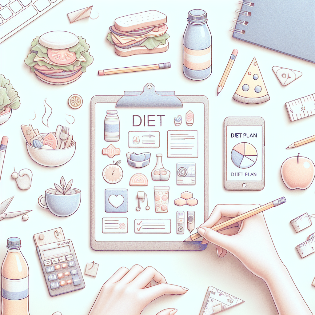 Pastelková ilustrace znázorňující téma: Hubnutí a výživa