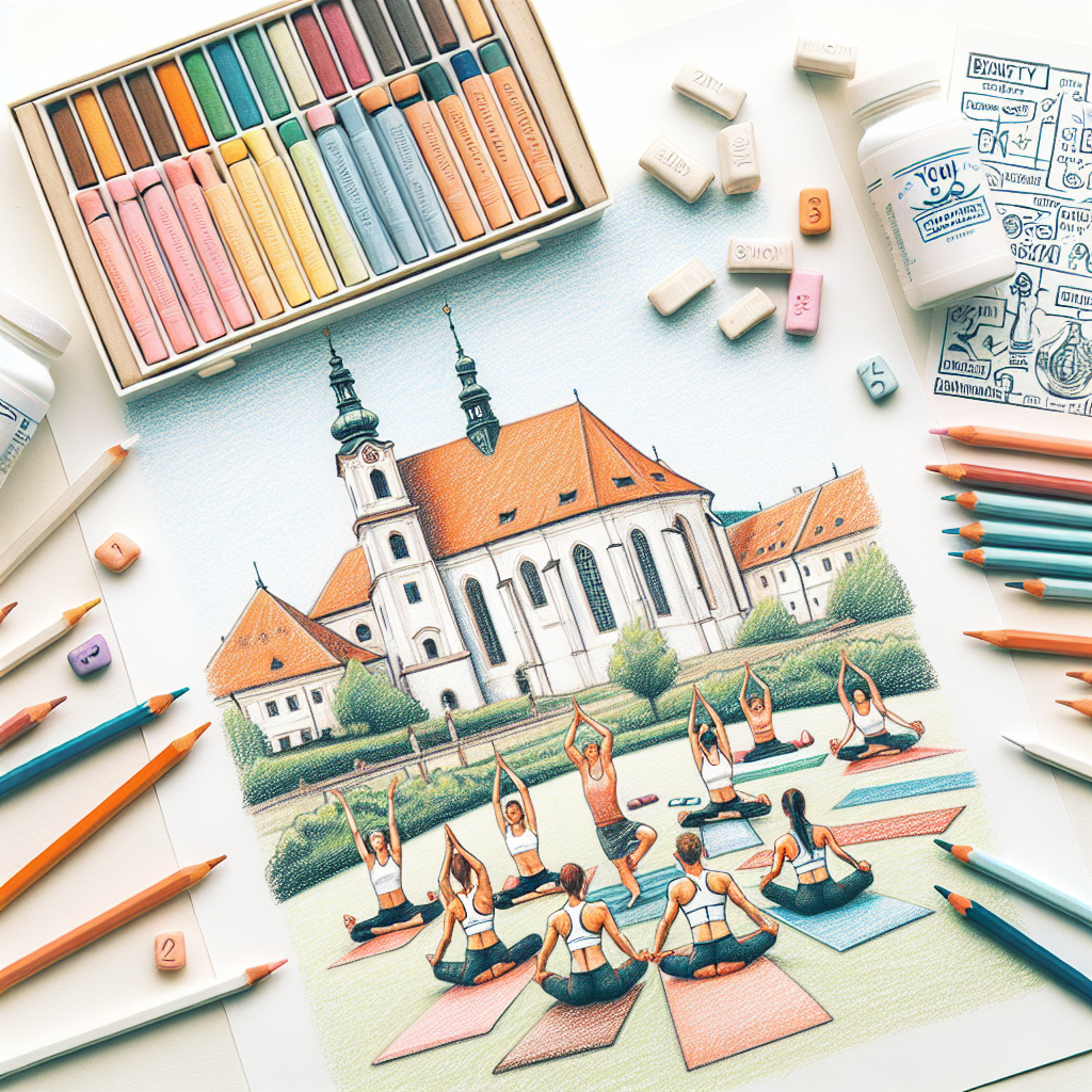 Pastelková ilustrace znázorňující téma: Jóga