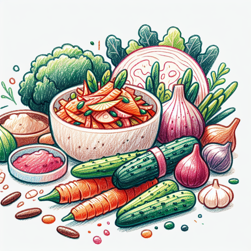 Pastelková ilustrace znázorňující téma: Korejská kuchyně