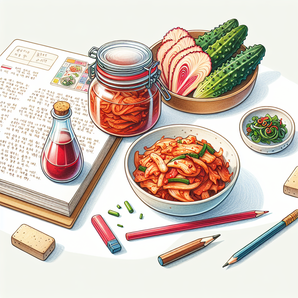 Pastelková ilustrace znázorňující téma: Korejská kuchyně