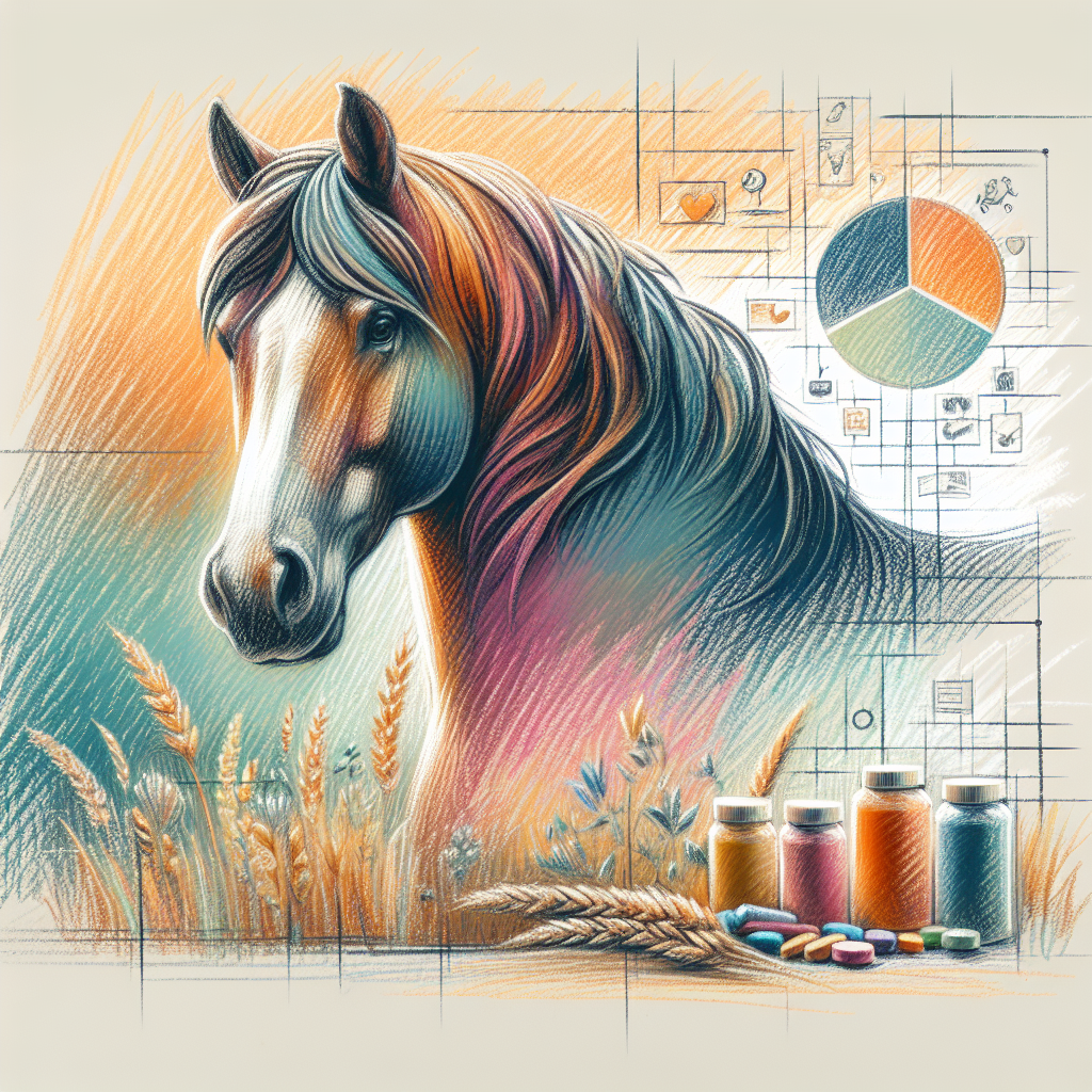 Pastelková ilustrace znázorňující téma: Zdraví koní