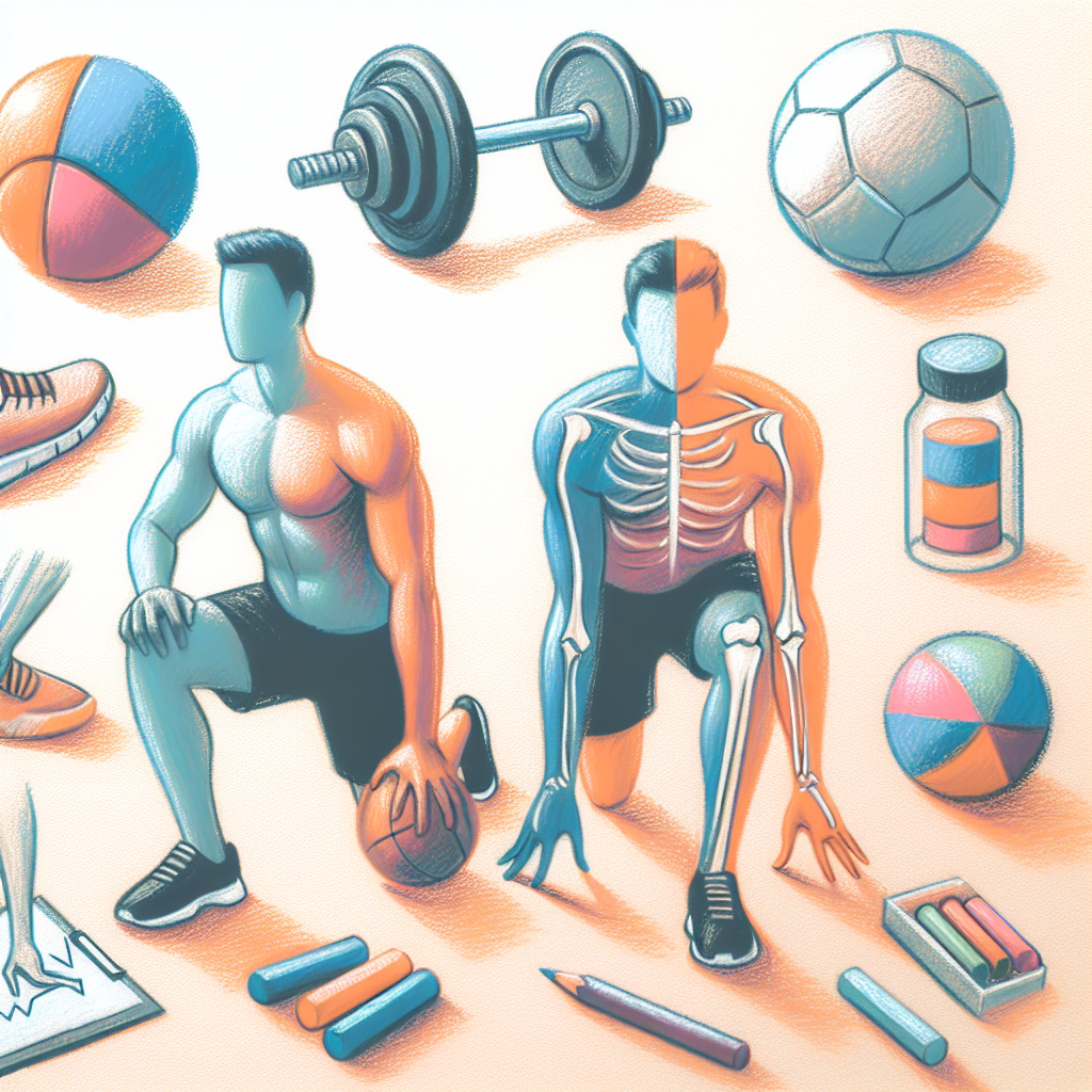Pastelková ilustrace znázorňující téma: Cvičení a rehabilitace