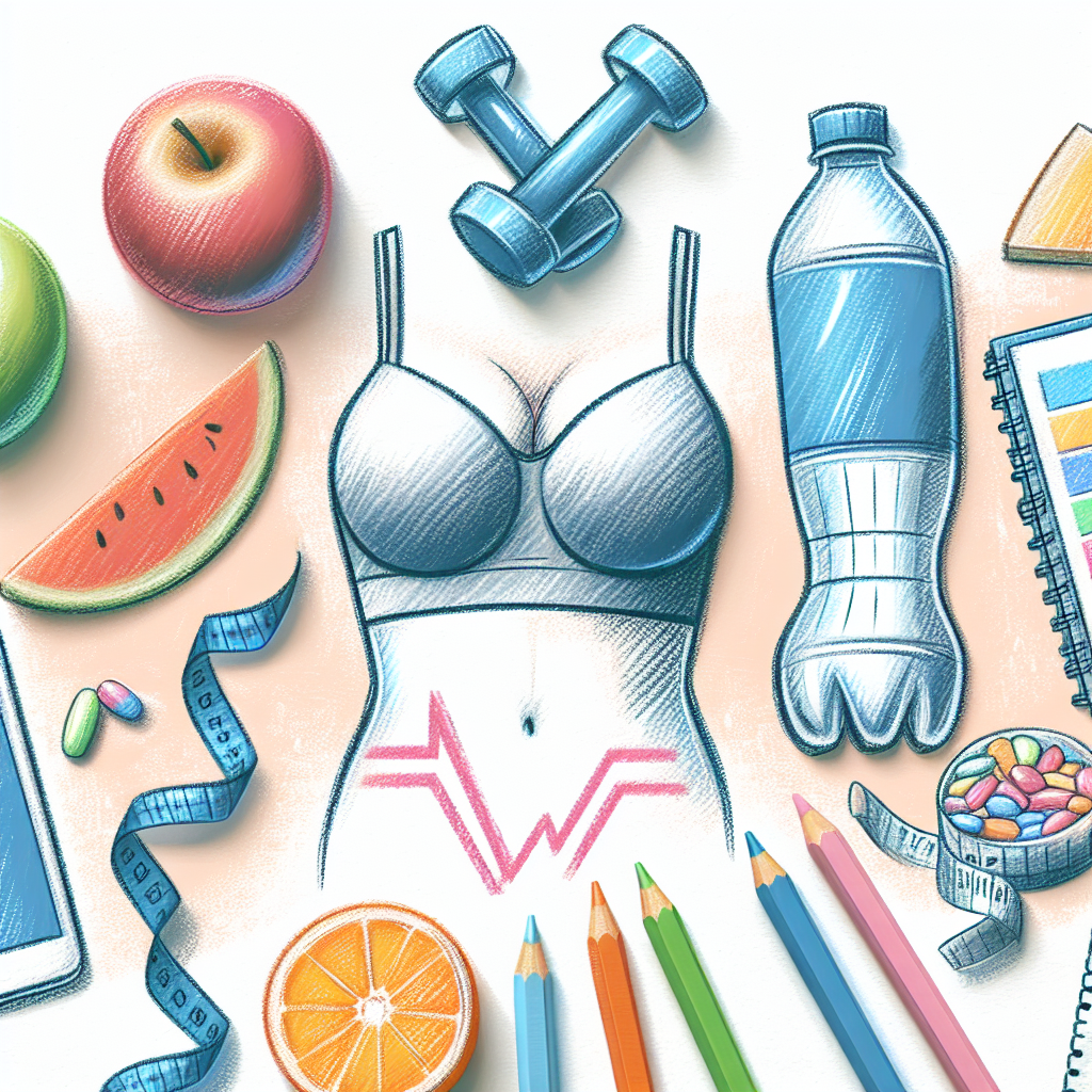 Pastelková ilustrace znázorňující téma: Hubnutí a výživa
