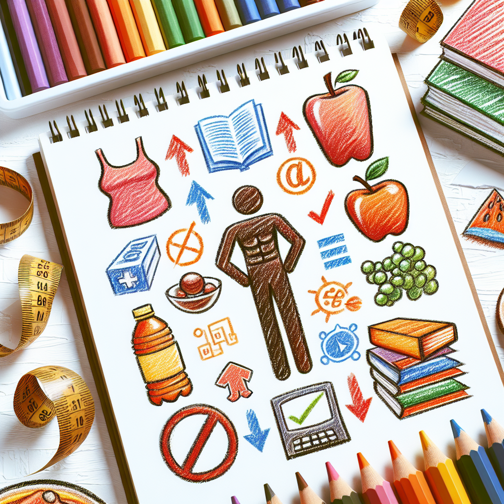 Pastelková ilustrace znázorňující téma: Hubnutí a výživa