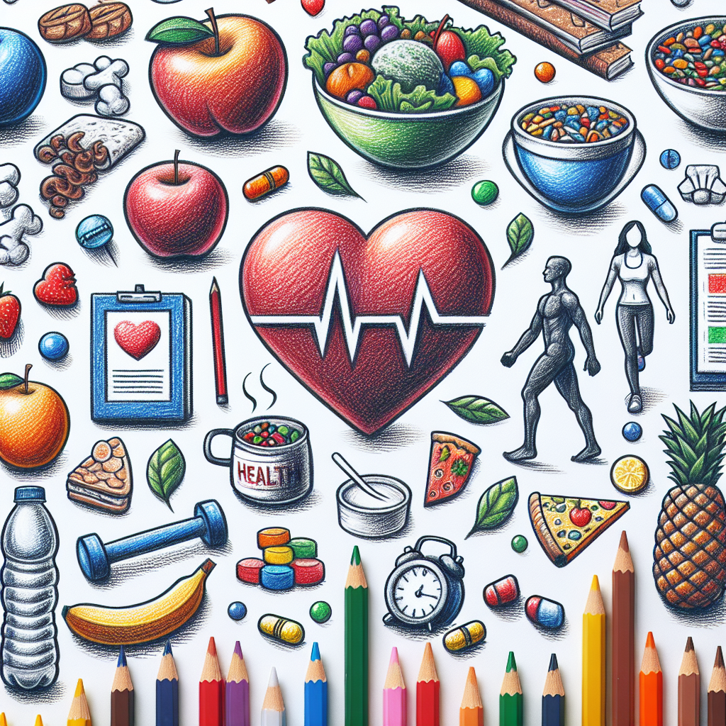 Pastelková ilustrace znázorňující téma: Zdraví a wellness