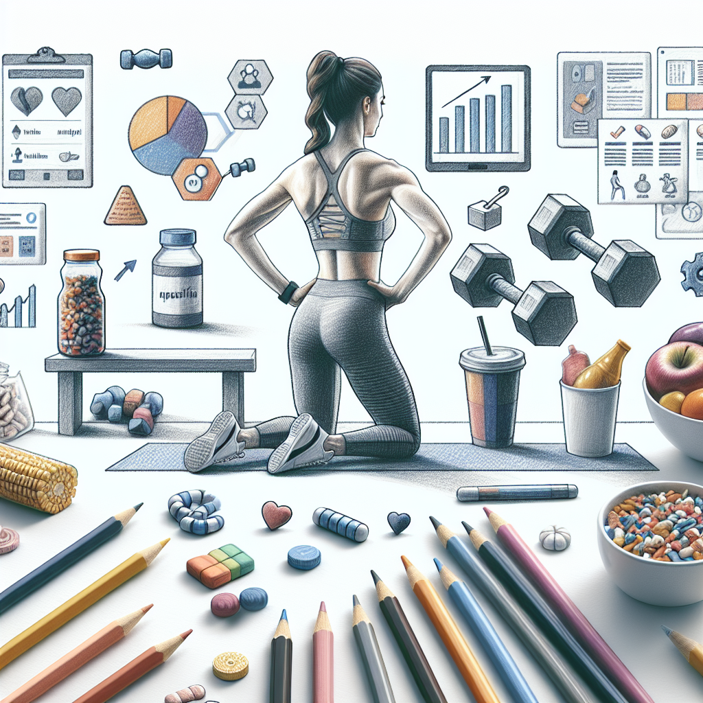 Pastelková ilustrace znázorňující téma: Cvičení a výživa