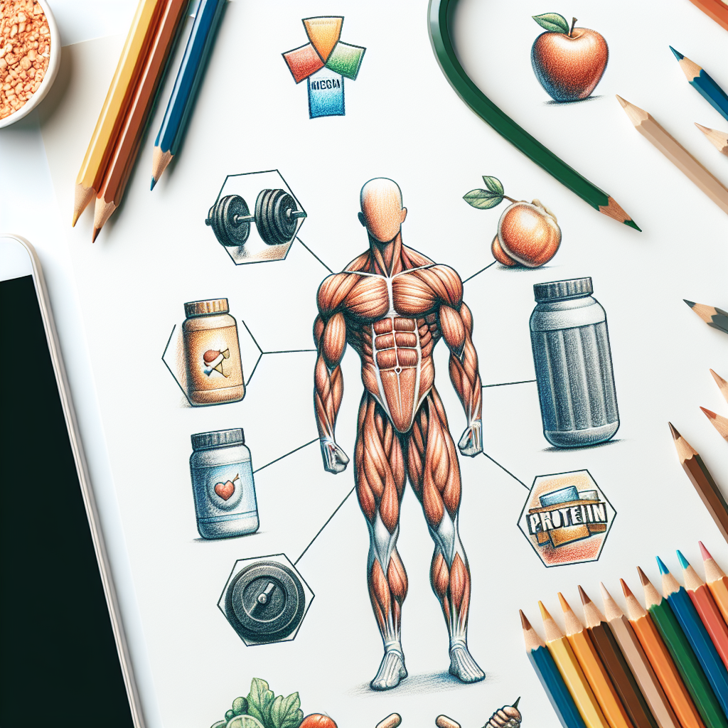 Pastelková ilustrace znázorňující téma: Výživa a fitness