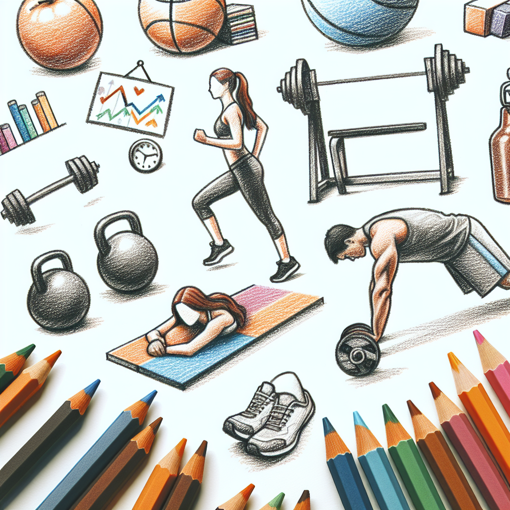 Pastelková ilustrace znázorňující téma: Cvičení