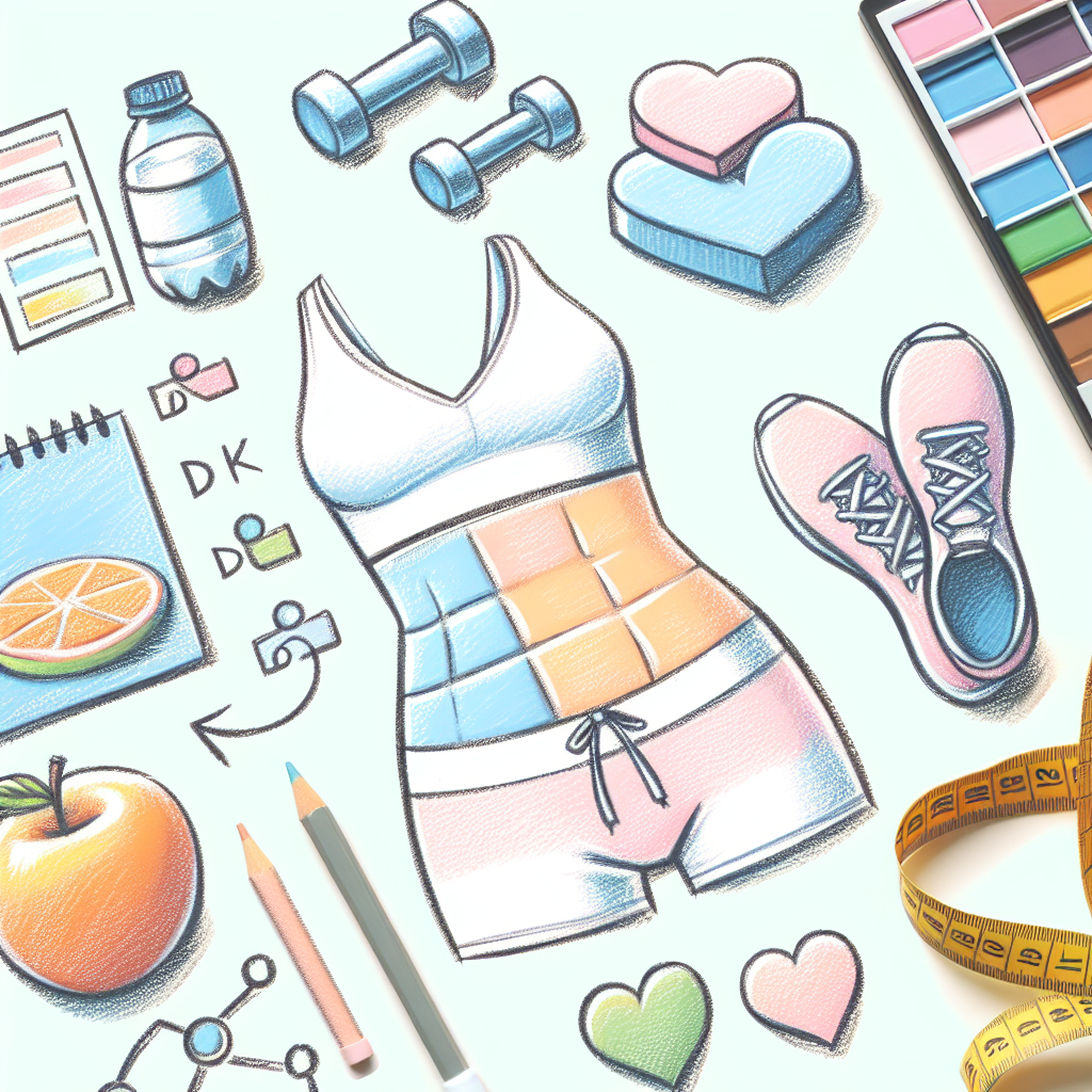 Pastelková ilustrace znázorňující téma: Cvičení a hubnutí