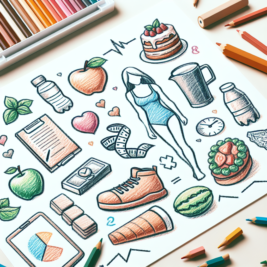 Pastelková ilustrace znázorňující téma: Hubnutí a zdraví