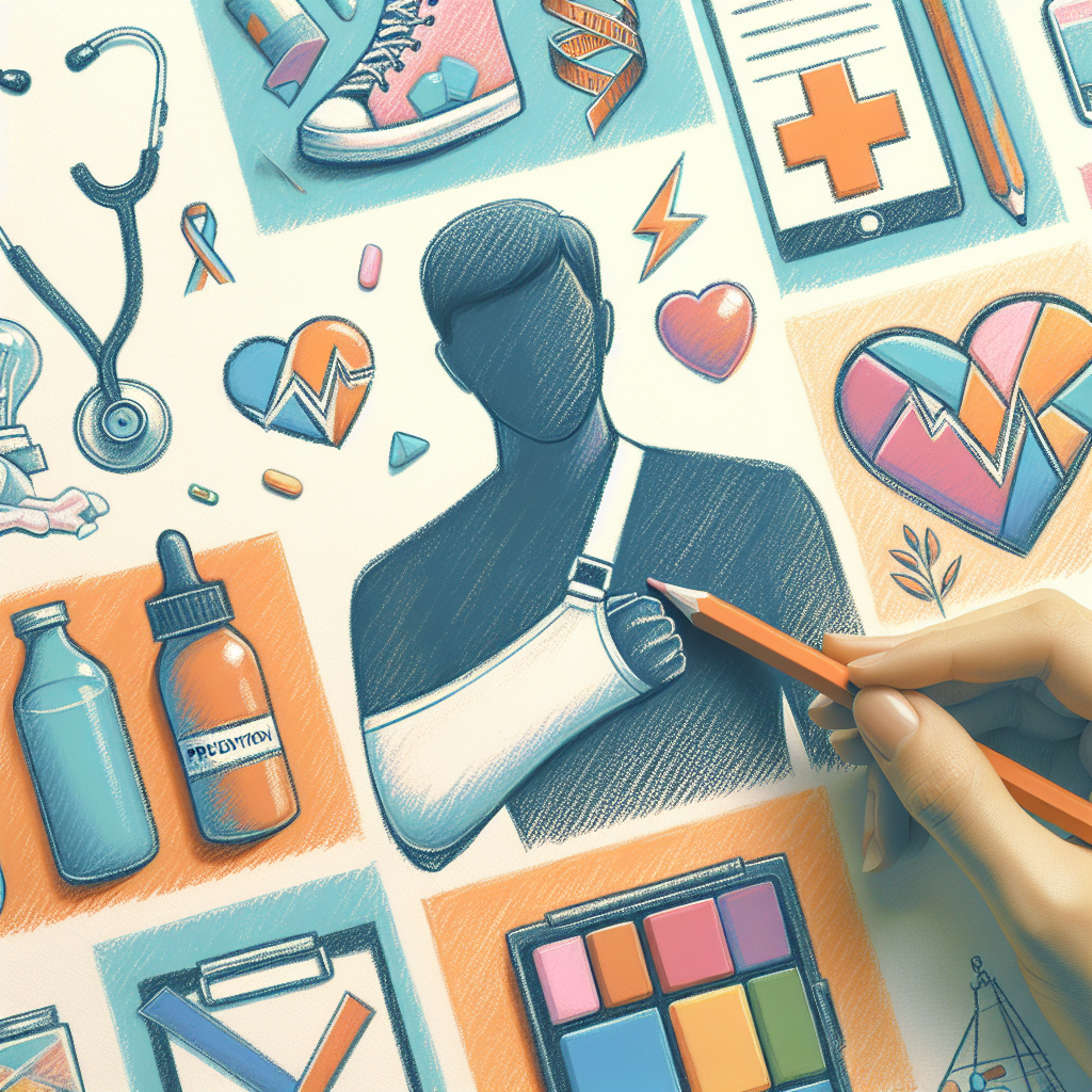 Pastelková ilustrace znázorňující téma: Bezpečnost a zdraví