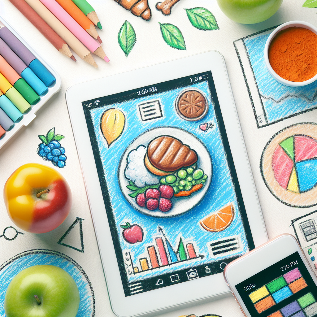 Pastelková ilustrace znázorňující téma: Diety a výživa