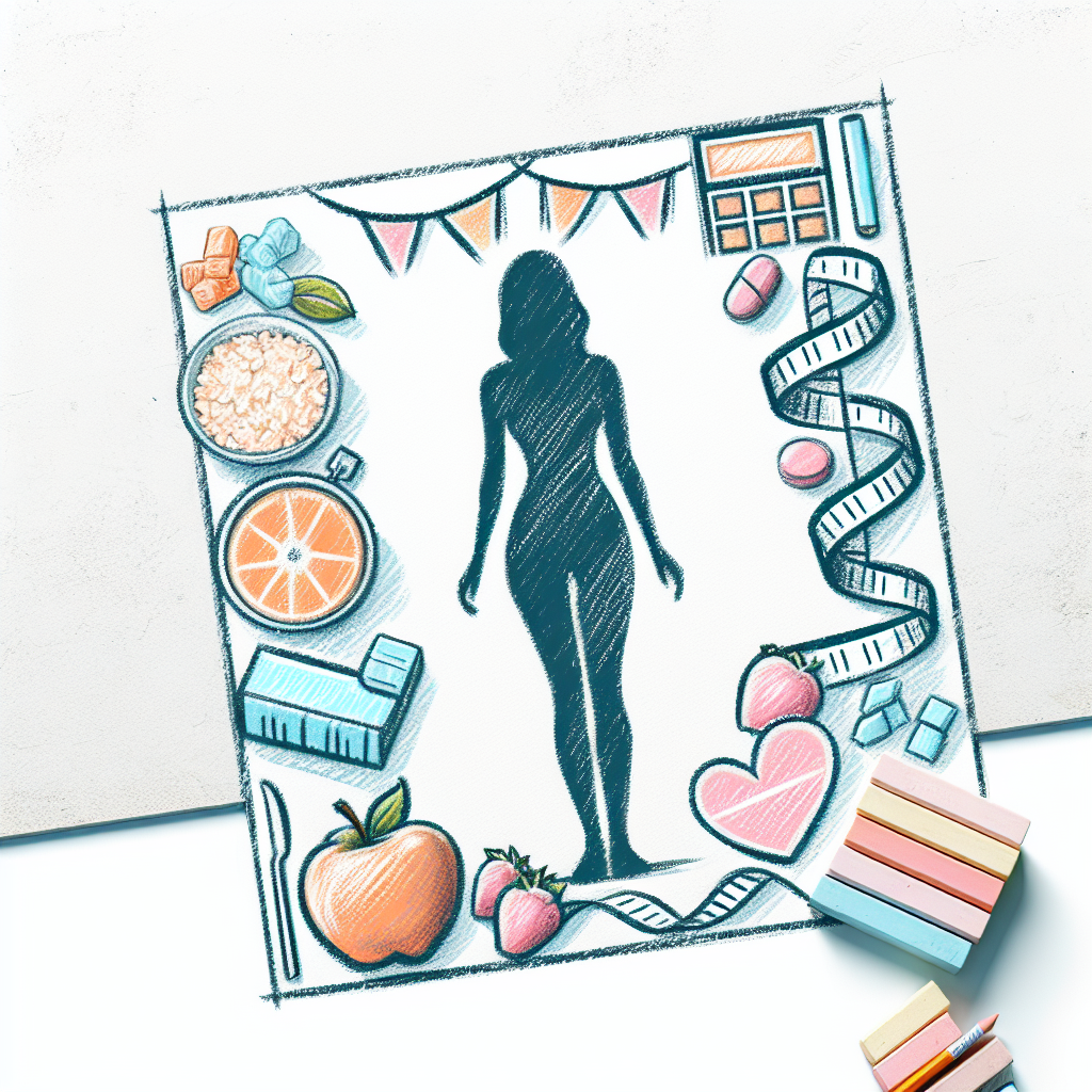 Pastelková ilustrace znázorňující téma: Hubnutí