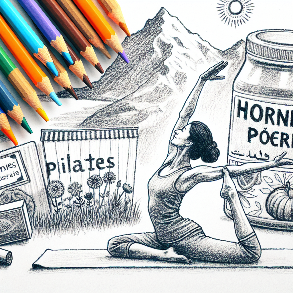 Pastelková ilustrace znázorňující téma: Pilates