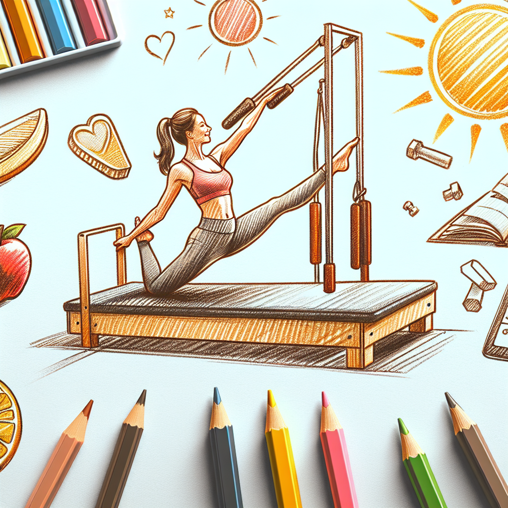 Pastelková ilustrace znázorňující téma: Pilates