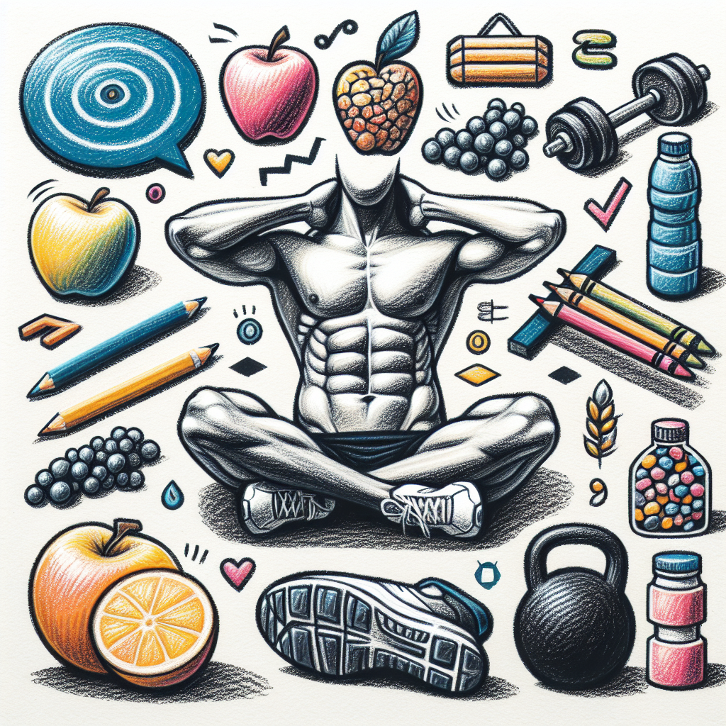 Pastelková ilustrace znázorňující téma: Cvičení a fitness