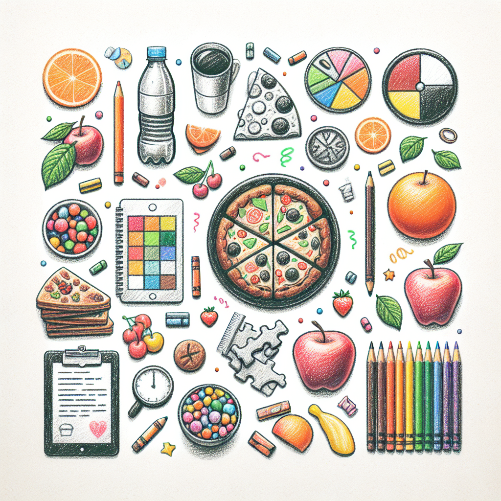 Pastelková ilustrace znázorňující téma: Diety a výživa