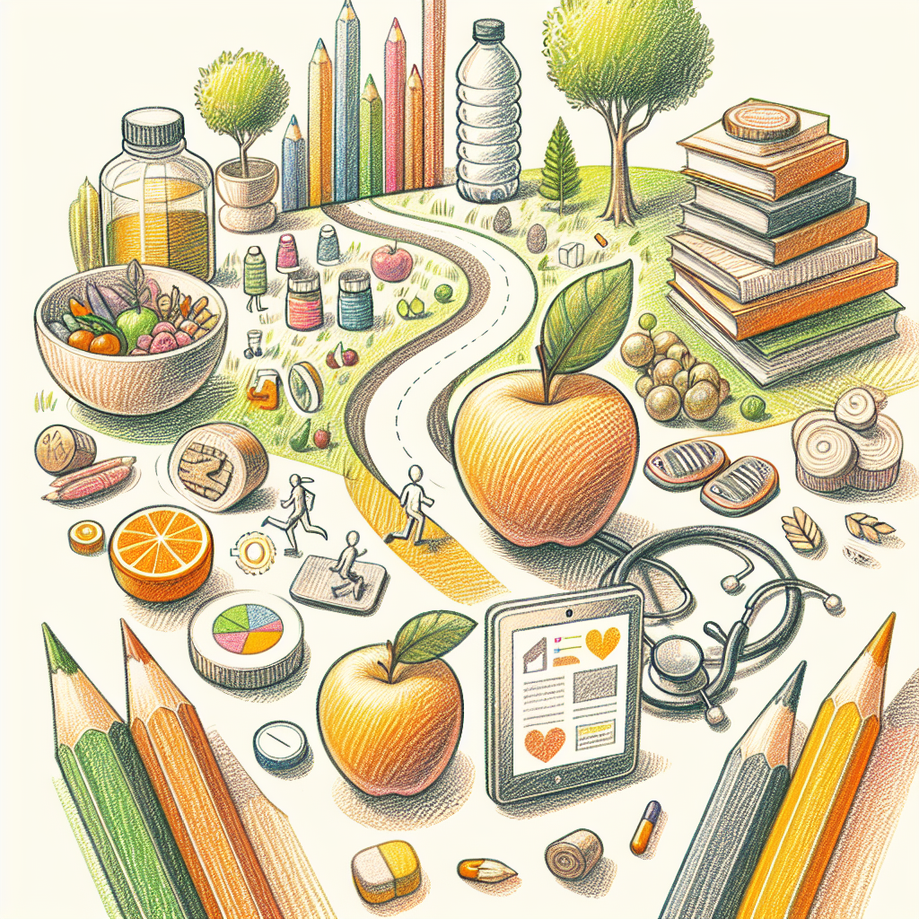 Pastelková ilustrace znázorňující téma: Zdraví a wellness