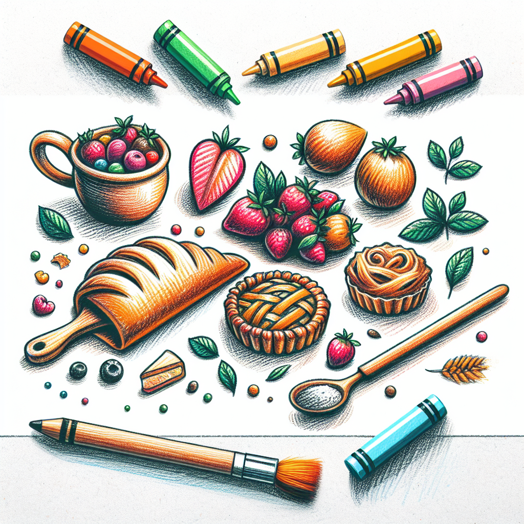 Pastelková ilustrace znázorňující téma: Kuchyňské recepty