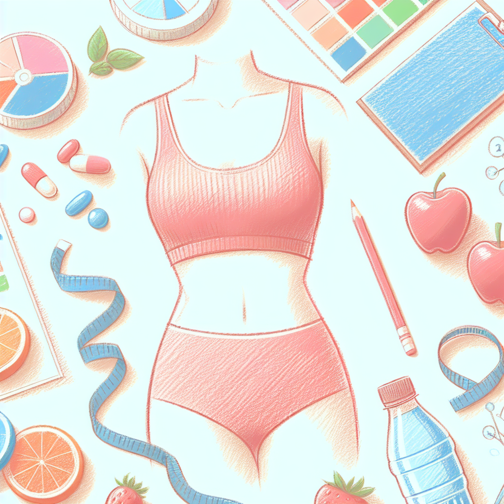 Pastelková ilustrace znázorňující téma: Diety a hubnutí