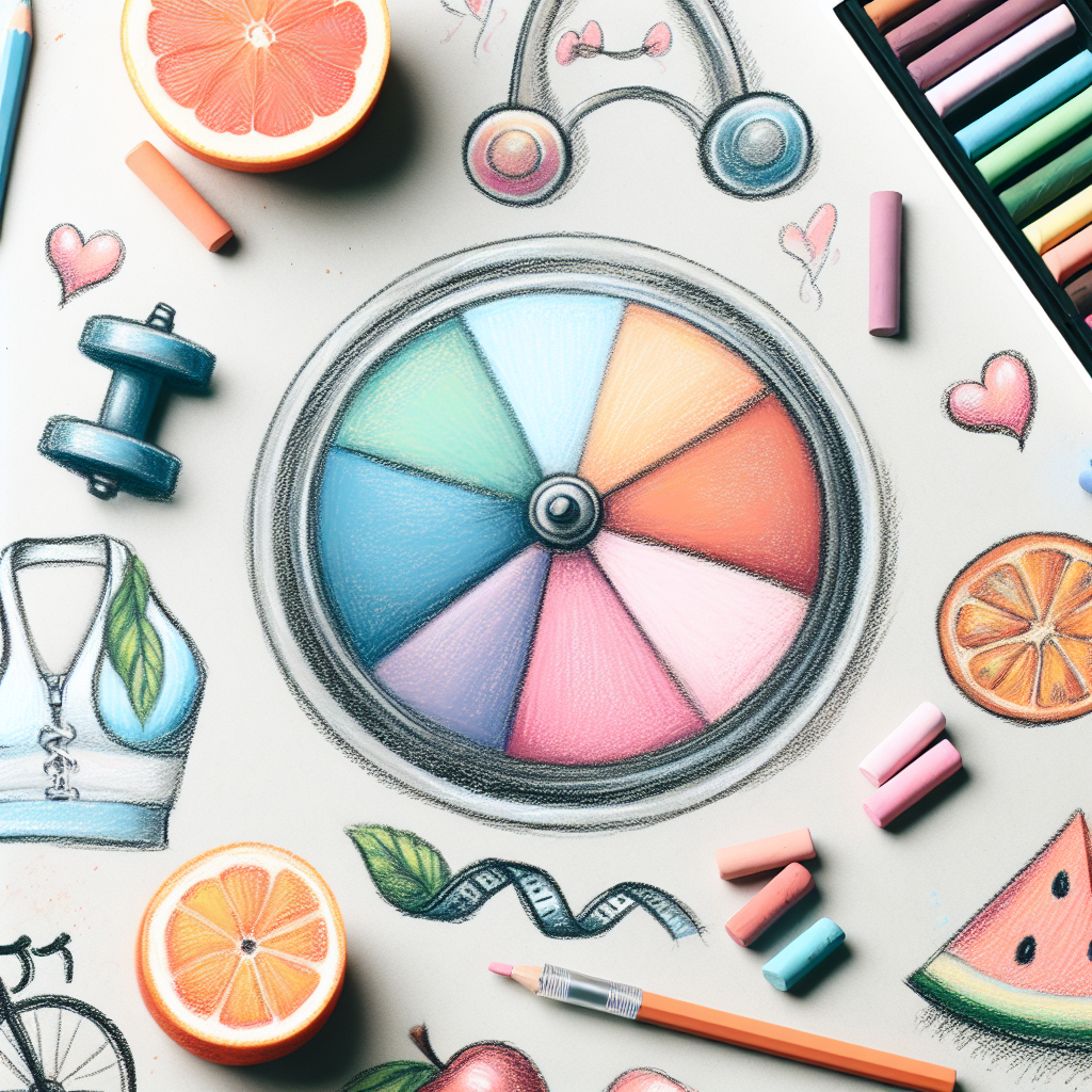 Pastelková ilustrace znázorňující téma: Fitness a cvičení