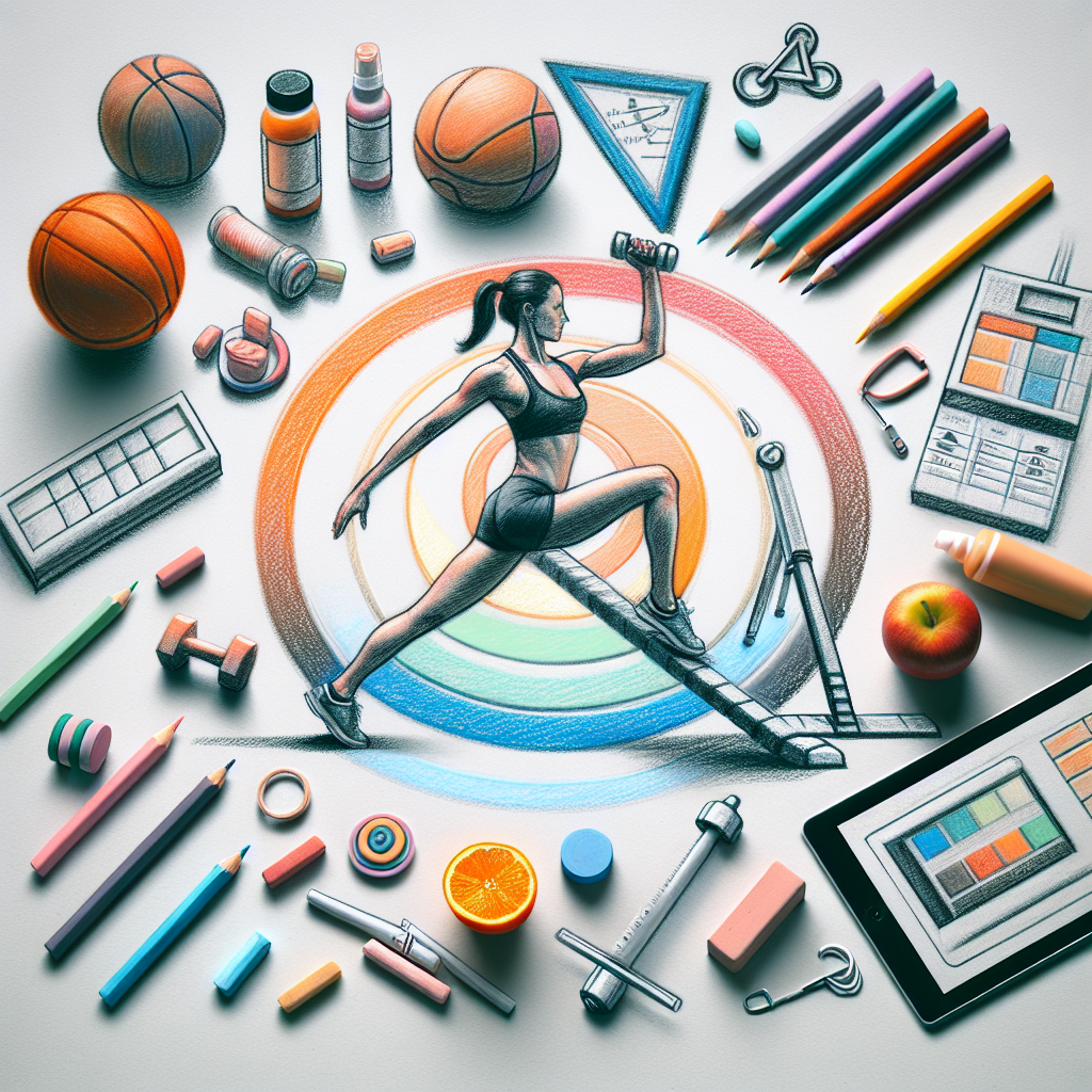 Pastelková ilustrace znázorňující téma: Cvičení a fitness