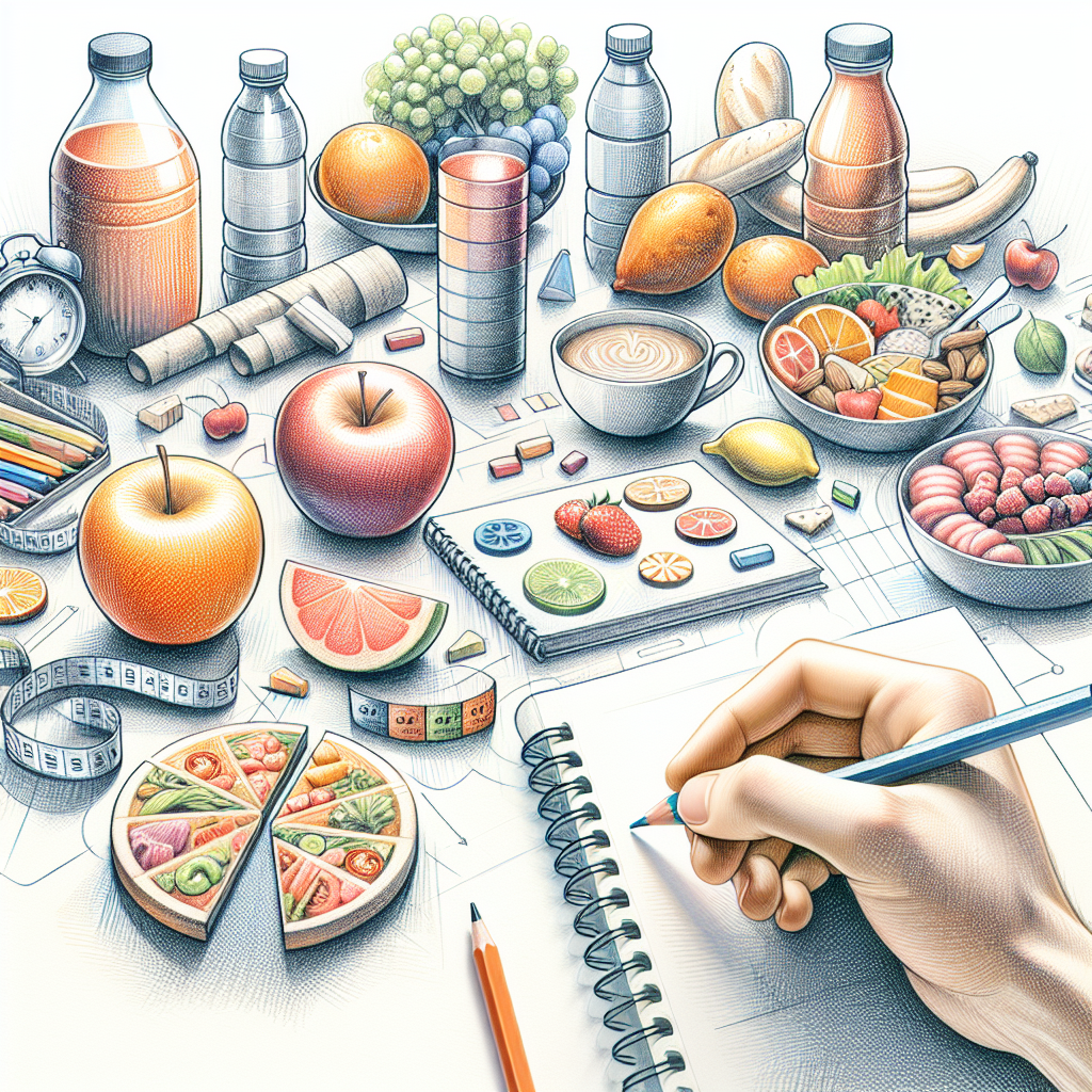 Pastelková ilustrace znázorňující téma: Hubnutí a stravování