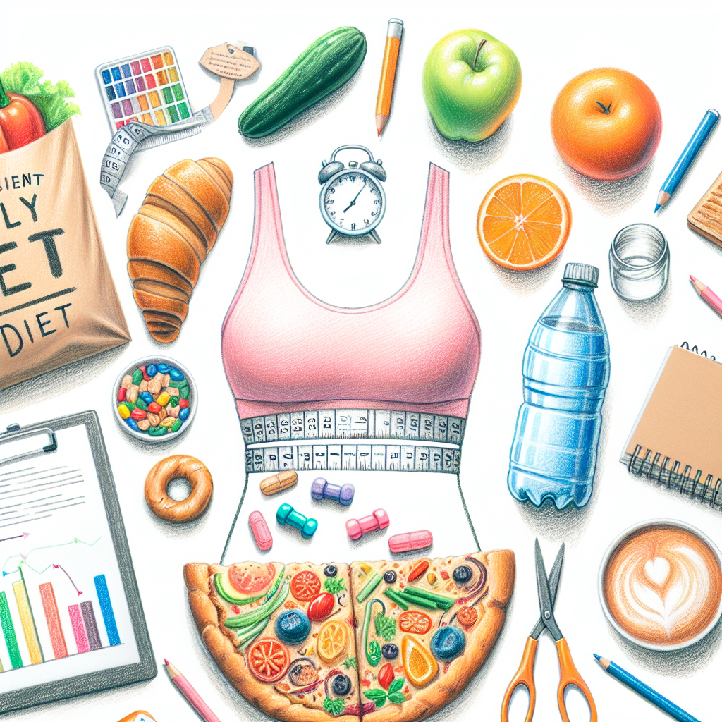 Pastelková ilustrace znázorňující téma: Hubnutí a výživa
